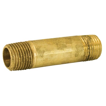 Jones Stephens 3/8in. x 2in. Yellow Brass Long Nipple P13632